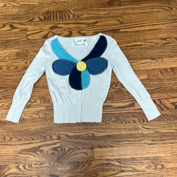 Anthropologie Sweaters - Anthropologie Field Flower Blue Flower Cardigan
